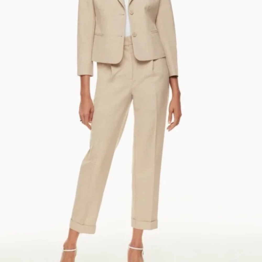 Aritzia Wilfred Dashwood Flax Beige High Waisted Pleated Pants Size 0